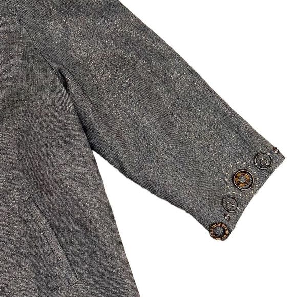 Coldwater creek metallic linen blend blazer jacket embellished cuffs size XL - Picture 8 of 12